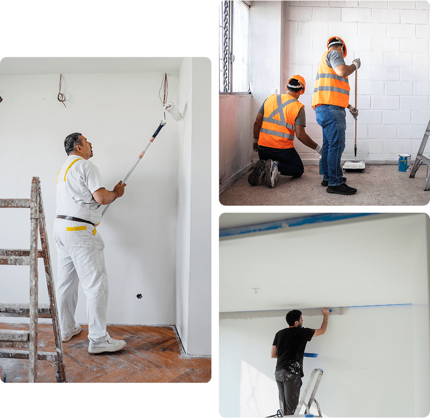 Man painting ceiling with roller